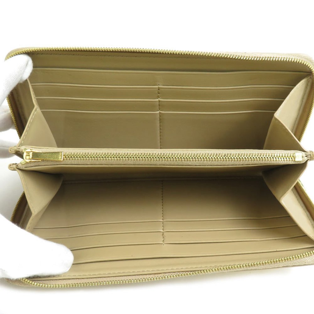 CELINE Round Long Wallet Leather Gold Men's Women's 55790g - Picture 3 of 5